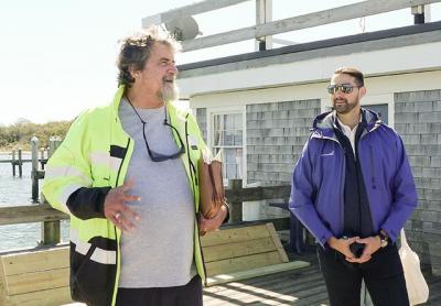 Bryan Wilson and Clint Plummer of Deepwater Wind detailed the Block Island Wind Farm to South Fork residents on Monday. Bryan Wilson and Clint Plummer of Deepwater Wind detailed the Block Island Wind Farm to South Fork residents on Monday.