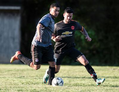 East Hampton F.C.-Bill Miller’s Gehider Garcia and Maidstone Market’s Jefferson Ramirez presumably will vie in the coming 7-on-7 league’s playoffs. East Hampton F.C.-Bill Miller’s Gehider Garcia and Maidstone Market’s Jefferson Ramirez presumably will vie in the coming 7-on-7 league’s playoffs.