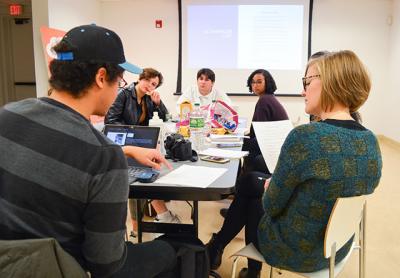 Members of Guild Hall’s Teen Arts Council listened to advice from Jeremy Dennis, a photographer, during a recent meeting. Members of Guild Hall’s Teen Arts Council listened to advice from Jeremy Dennis, a photographer, during a recent meeting.