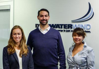 Jennifer Garvey, Clint Plummer, and Julia Prince of Deepwater Wind were at the Rhode Island company’s new office in Amagansett on Tuesday. Jennifer Garvey, Clint Plummer, and Julia Prince of Deepwater Wind were at the Rhode Island company’s new office in Amagansett on Tuesday.