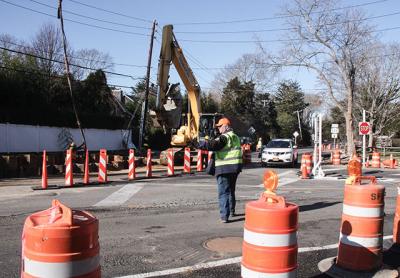 Work is underway, but a roundabout at the intersection of Buell and Toilsome Lanes in East Hampton Village is now scheduled for completion in the spring. Work is underway, but a roundabout at the intersection of Buell and Toilsome Lanes in East Hampton Village is now scheduled for completion in the spring.