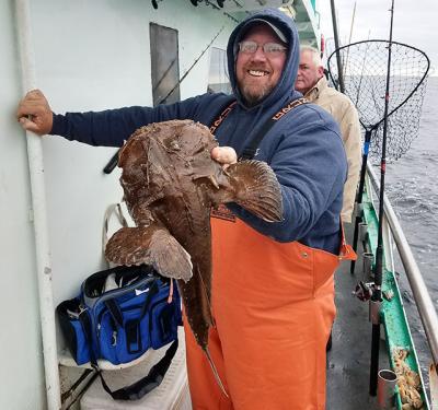 Sam Doughty of Amagansett caught this 12-pound monkfish on the Viking Star on Tuesday. Sam Doughty of Amagansett caught this 12-pound monkfish on the Viking Star on Tuesday.