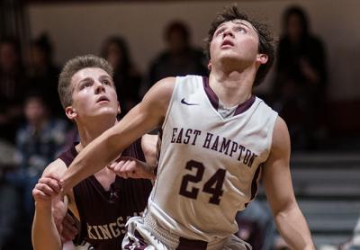 Jack Reese, East Hampton’s point guard, had 13 points, 7 steals, 4 rebounds, and 2 assists in the second half of the Kings Park game. Jack Reese, East Hampton’s point guard, had 13 points, 7 steals, 4 rebounds, and 2 assists in the second half of the Kings Park game.