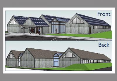 Renderings show a new building in which East Hampton Town departments would be consolidated. Renderings show a new building in which East Hampton Town departments would be consolidated.