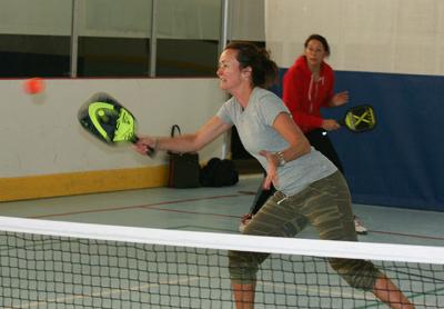 Hana Sromova, foreground, who played 15 years on the women’s professional tennis tour, teamed with Judy D’Mello, a Star reporter, during recent Saturday pickleball pickup games at the Sportime Arena in Amagansett. Hana Sromova, foreground, who played 15 years on the women’s professional tennis tour, teamed with Judy D’Mello, a Star reporter, during recent Saturday pickleball pickup games at the Sportime Arena in Amagansett.