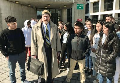 Daniel Rodgers, in hat, with friends and supporters of Bryan Siranaula, who was indicted yesterday in State Supreme Court in the alleged rape of a woman in the Springs School parking lot on Feb. 4. Mr. Siranaula entered not guilty pleas to the charges. Daniel Rodgers, in hat, with friends and supporters of Bryan Siranaula, who was indicted yesterday in State Supreme Court in the alleged rape of a woman in the Springs School parking lot on Feb. 4. Mr. Siranaula entered not guilty pleas to the charges.
