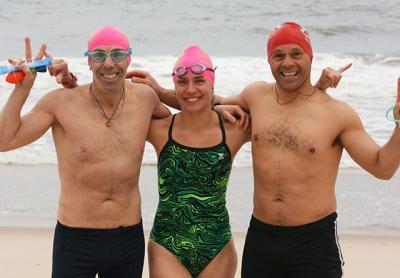 Spencer Schneider, Heather Caputo, and Jeremy Grosvenor have not stopped swimming in the ocean and bay this year. Spencer Schneider, Heather Caputo, and Jeremy Grosvenor have not stopped swimming in the ocean and bay this year.