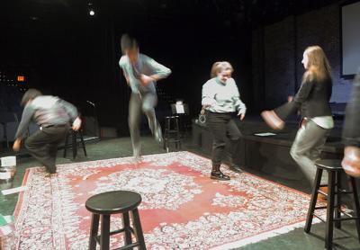 Perpetual motion characterized the Stowaways’ improv show at Bay Street Theater in Sag Harbor on Saturday. Perpetual motion characterized the Stowaways’ improv show at Bay Street Theater in Sag Harbor on Saturday.