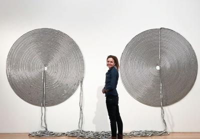 "A Radical Voice: 23 Women" includes work by Alice Hope, above, with her spiral sculpture made of can tabs and tubing.