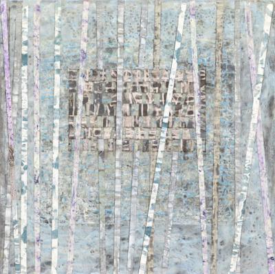 Hector Leonardo’s “Mercier” has applied strips of acrylic paint on canvas stretched over a wood panel. Below, a Gustavo Bonevardi “Composition.” Hector Leonardo’s “Mercier” has applied strips of acrylic paint on canvas stretched over a wood panel. Below, a Gustavo Bonevardi “Composition.”