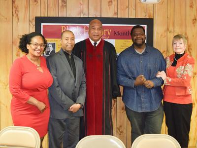 Onida Coward Mayers, Gregorio Mayers, the Rev. Walter Silva Thompson, Louis Myrick, and Diana Walker announced VoteHamptonNY, a nonpartisan initiative, at Calvary Baptist Church in East Hampton last Thursday. Onida Coward Mayers, Gregorio Mayers, the Rev. Walter Silva Thompson, Louis Myrick, and Diana Walker announced VoteHamptonNY, a nonpartisan initiative, at Calvary Baptist Church in East Hampton last Thursday.