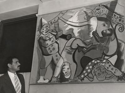 Louis Schanker at the presentation of his W.P.A. mural at the Neponsit Beach Children’s Hospital in Queens in 1939. Louis Schanker at the presentation of his W.P.A. mural at the Neponsit Beach Children’s Hospital in Queens in 1939.