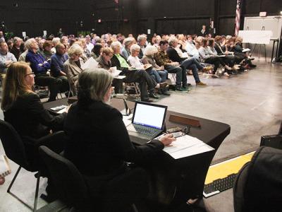 A capacity crowd filled LTV Studios for the East Hampton Town Board and town trustees’ joint hearing on the proposed South Fork Wind Farm. A capacity crowd filled LTV Studios for the East Hampton Town Board and town trustees’ joint hearing on the proposed South Fork Wind Farm.