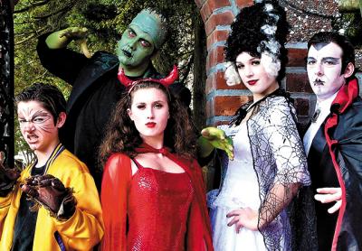 The cast of the Stages children’s theater production of “Frankenstein Follies” at Bay Street Theater this weekend includes Robert Kohnken as Frankie, Ava Bianchi as the devil, Eileen Shortall as Frankenstein’s bride, Silas Jones as the Wolfman, and Denis Hartnett as Dracula.