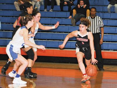 Chastin Giles, at right, and her teammates trailed the Millbrook Blazers throughout the entire course of Saturday’s state Class C regional playoff game.