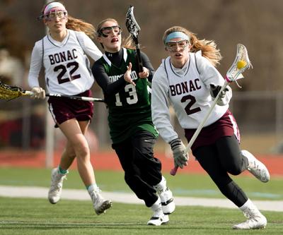 Grace Perello (2), who handles the draws, is one of four players from Pierson whom Jessica Sanna, East Hampton’s girls lacrosse coach, is happy to have. Grace Perello (2), who handles the draws, is one of four players from Pierson whom Jessica Sanna, East Hampton’s girls lacrosse coach, is happy to have.