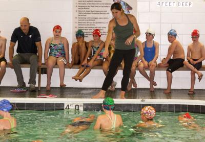 Lea Loveless Maurer, who won gold and bronze medals at the Barcelona Olympics, gave two-hour clinics to the Hurricanes at the Y.M.C.A. East Hampton RECenter Saturday. Lea Loveless Maurer, who won gold and bronze medals at the Barcelona Olympics, gave two-hour clinics to the Hurricanes at the Y.M.C.A. East Hampton RECenter Saturday.