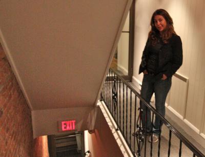 A tenant of East Hampton’s only “high-rise,” Alejandra Lucci, who co-owns East Hampton Flowers on North Main Street, leaves small bouquets at her neighbors’ doors when there are extras from her shop.