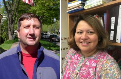 Patrick Brabant, left, won a write-in campaign for a seat on the Springs School Board, and Claudia Quintana, also a write-in, bested an incumbent to win a seat on the Amagansett School Board. Patrick Brabant, left, won a write-in campaign for a seat on the Springs School Board, and Claudia Quintana, also a write-in, bested an incumbent to win a seat on the Amagansett School Board.