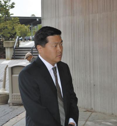 Jason Lee outside the court building in Riverside Friday. Jason Lee outside the court building in Riverside Friday.