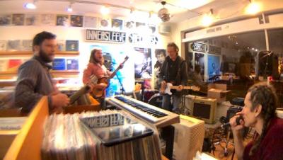 Cracked Actor rehearsing at Innersleeve Records for its concert at the Stephen Talkhouse on Saturday Cracked Actor rehearsing at Innersleeve Records for its concert at the Stephen Talkhouse on Saturday