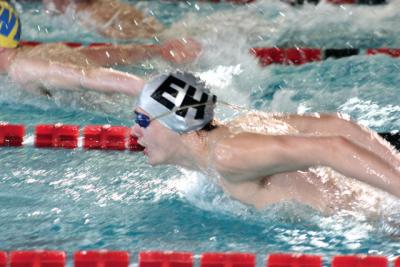A competitor in the Y.M.C.A. East Hampton RECenter pool, which hosts both teams and recreational swimmers. A competitor in the Y.M.C.A. East Hampton RECenter pool, which hosts both teams and recreational swimmers.