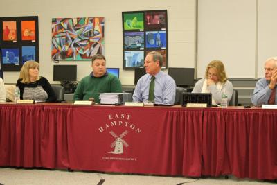 The East Hampton School Board during a Dec. 20 school board meeting The East Hampton School Board during a Dec. 20 school board meeting