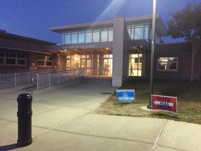 East Hampton High School is the polling place East Hampton's Election Districts 1 and 14 East Hampton High School is the polling place East Hampton's Election Districts 1 and 14