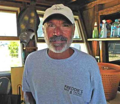 Capt. Mike Vegessi aboard the Lazybones on Monday