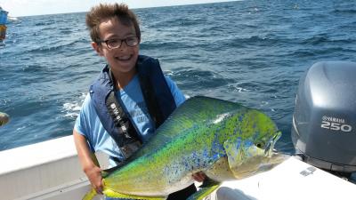 Max Polsky landed this mahimahi within sight of Montauk Point with his father, George, at the helm. Max Polsky landed this mahimahi within sight of Montauk Point with his father, George, at the helm.