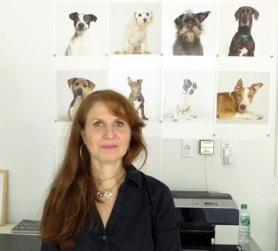 Francine Fleischer with some of her ARF subjects behind her in her studio Francine Fleischer with some of her ARF subjects behind her in her studio