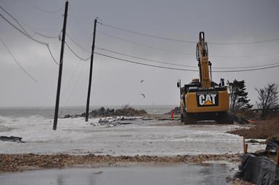 Gerard Drive in Springs was overtopped by waves and undermined during a November storm. Damage due to high storm tides has increased in recent years due to sea level rise.