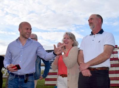 Councilwoman Sylvia Overby, center, and Supervisor Peter Van Scoyoc, right, were on hand to support Councilman David Lys, left, as he declared his candidacy for re-election Sunday.