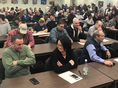 Some 200 party and charter boat captains crammed a conference room at Stony Brook University last week to rail against a proposal to lower recreational black sea bass limits in New York waters. Some 200 party and charter boat captains crammed a conference room at Stony Brook University last week to rail against a proposal to lower recreational black sea bass limits in New York waters.