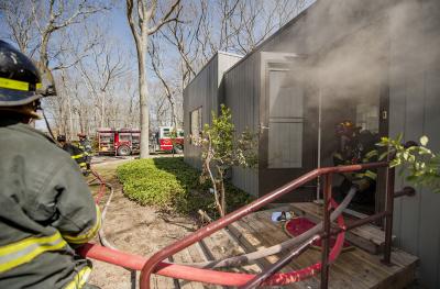 Smoke was coming up through the floor from the basement for at least a half-hour before firefighters were called to 162 Noyac Path in Water Mill. Smoke was coming up through the floor from the basement for at least a half-hour before firefighters were called to 162 Noyac Path in Water Mill.