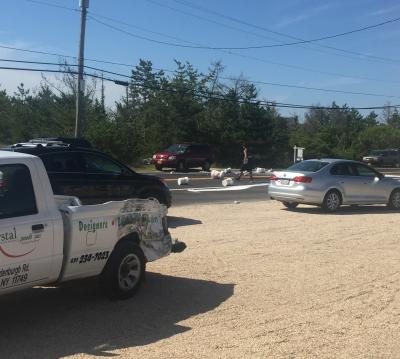 A Sea Crystal Pools Inc. pickup truck was involved in an accident with a Range Rover on the Napeague stretch Wednesday morning. A Sea Crystal Pools Inc. pickup truck was involved in an accident with a Range Rover on the Napeague stretch Wednesday morning.