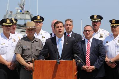 Suffolk County District Attorney Timothy D. Sini was joined by top law enforcement officials from across the East End at a press conference in Hampton Bays Friday to announce an enhanced D.W.I. enforcement effort this weekend. Suffolk County District Attorney Timothy D. Sini was joined by top law enforcement officials from across the East End at a press conference in Hampton Bays Friday to announce an enhanced D.W.I. enforcement effort this weekend.