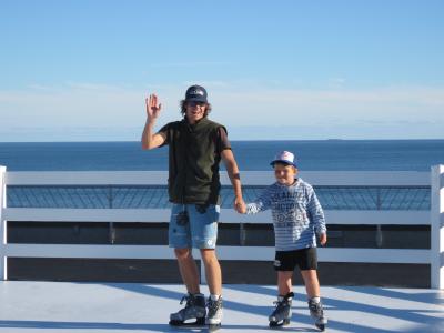 Charles and Gabriel Bieler of Montauk tried out the skating rink at Gurney's on its opening weekend last month.