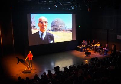Sam Green narrated while Yo La Tengo provided a live soundtrack in a presentation of “The Love Song of R. Buckminster Fuller.” Sam Green narrated while Yo La Tengo provided a live soundtrack in a presentation of “The Love Song of R. Buckminster Fuller.”