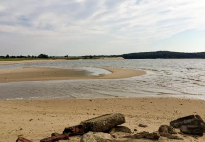 At some point, the inlet to Northwest Creek from Northwest Harbor was arbitrarily moved from the east side to the west, so it now hugs Barcelona Neck.