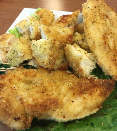 The East Hampton School District's cafeterias began serving a new version of chicken fingers and chicken sandwiches on Monday.