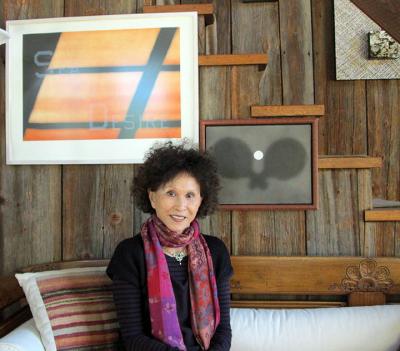 Lana Jokel sat recently in her Bridgehampton house beneath two works by Ed Ruscha. Lana Jokel sat recently in her Bridgehampton house beneath two works by Ed Ruscha.