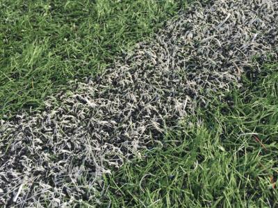 A close-up of the artificial turf field at East Hampton High School A close-up of the artificial turf field at East Hampton High School