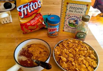 A four-ingredient “flock pleaser” (depending on the flock) made with common pantry items, Frito candy is a decadent salty, fatty, sweet, and crunchy treat. A four-ingredient “flock pleaser” (depending on the flock) made with common pantry items, Frito candy is a decadent salty, fatty, sweet, and crunchy treat.