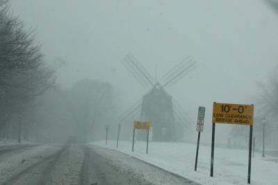 Hook Mill in a snow storm. Hook Mill in a snow storm.