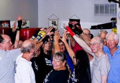 Exercise and camaraderie go hand in hand at Sensei Michelle Del Giorno’s boxing sessions at Epic Martial Arts in Sag Harbor. Exercise and camaraderie go hand in hand at Sensei Michelle Del Giorno’s boxing sessions at Epic Martial Arts in Sag Harbor.