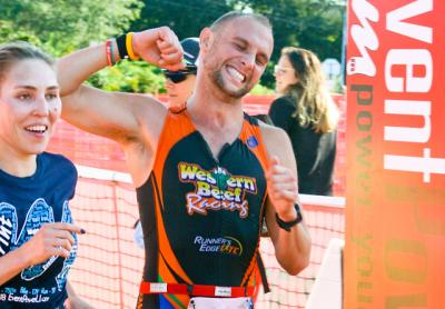 Having won seven triathlons this season, Tim Steiskal, the Patchogue Y’s membership director, was pumped Sunday on winning his eighth at the Montauk MightyMan.