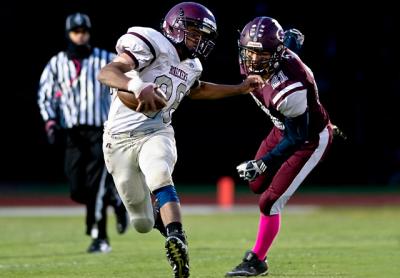 Christian Johnson scored three of East Hampton’s six touchdowns, and would have had another had a holding call not annulled it.