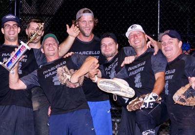 Marcello’s Masonry sits atop the 10-team East Hampton Town men’s slow-pitch softball league, having defeated Uihlein’s last week in a best-of-five final in Amagansett.