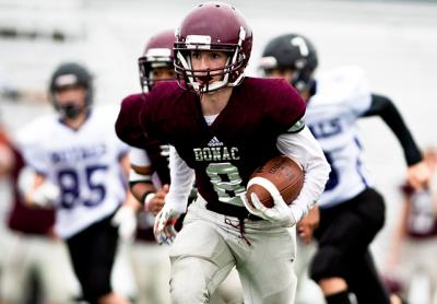 John Forrester ran an interception back 30 yards to tie the score at 14-14 midway through the third quarter in Monday’s game here with Port Jefferson.